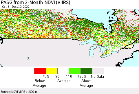 Canada PASG from 2-Month NDVI (VIIRS) Thematic Map For 12/3/2022 - 12/10/2022
