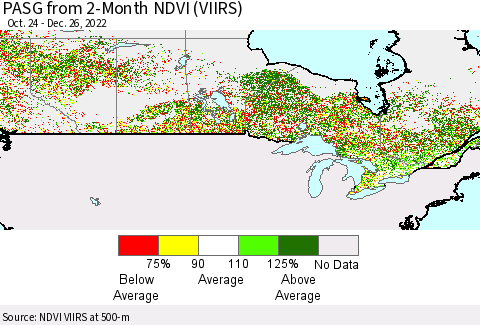 Canada PASG from 2-Month NDVI (VIIRS) Thematic Map For 12/19/2022 - 12/26/2022