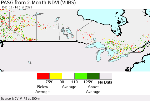 Canada PASG from 2-Month NDVI (VIIRS) Thematic Map For 2/2/2023 - 2/9/2023