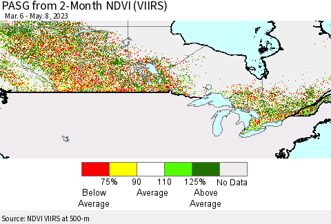 Canada PASG from 2-Month NDVI (VIIRS) Thematic Map For 5/1/2023 - 5/8/2023