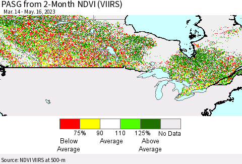 Canada PASG from 2-Month NDVI (VIIRS) Thematic Map For 5/9/2023 - 5/16/2023