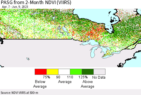 Canada PASG from 2-Month NDVI (VIIRS) Thematic Map For 6/2/2023 - 6/9/2023