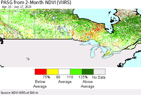 Canada PASG from 2-Month NDVI (VIIRS) Thematic Map For 6/10/2023 - 6/17/2023