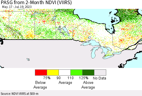 Canada PASG from 2-Month NDVI (VIIRS) Thematic Map For 7/12/2023 - 7/19/2023