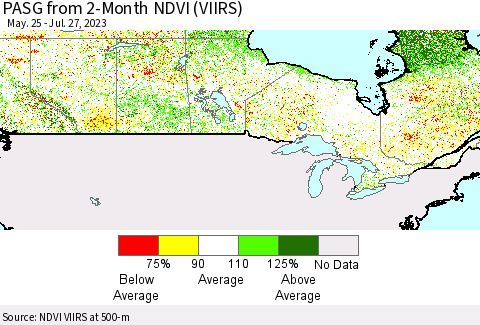 Canada PASG from 2-Month NDVI (VIIRS) Thematic Map For 7/20/2023 - 7/27/2023