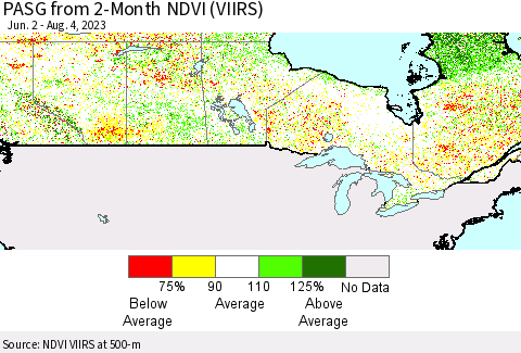Canada PASG from 2-Month NDVI (VIIRS) Thematic Map For 7/28/2023 - 8/4/2023