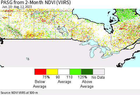 Canada PASG from 2-Month NDVI (VIIRS) Thematic Map For 8/5/2023 - 8/12/2023