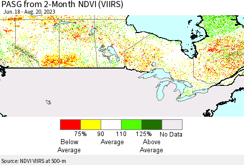 Canada PASG from 2-Month NDVI (VIIRS) Thematic Map For 8/13/2023 - 8/20/2023