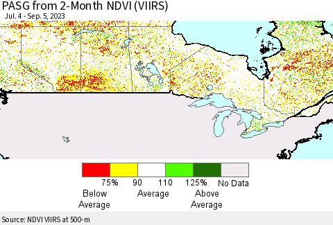 Canada PASG from 2-Month NDVI (VIIRS) Thematic Map For 8/29/2023 - 9/5/2023