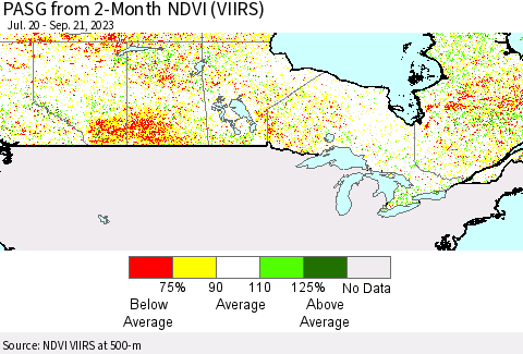 Canada PASG from 2-Month NDVI (VIIRS) Thematic Map For 9/14/2023 - 9/21/2023