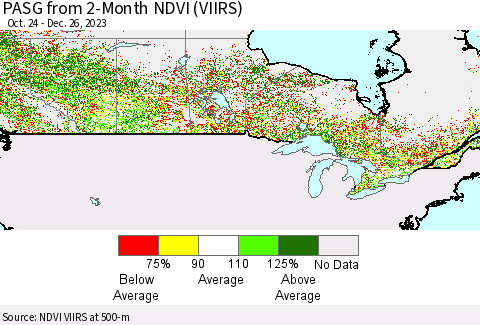 Canada PASG from 2-Month NDVI (VIIRS) Thematic Map For 12/19/2023 - 12/26/2023