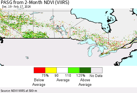 Canada PASG from 2-Month NDVI (VIIRS) Thematic Map For 2/10/2024 - 2/17/2024