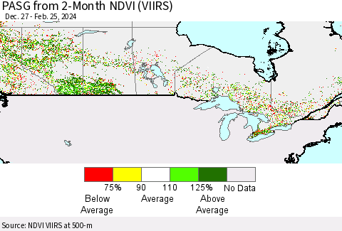 Canada PASG from 2-Month NDVI (VIIRS) Thematic Map For 2/18/2024 - 2/25/2024
