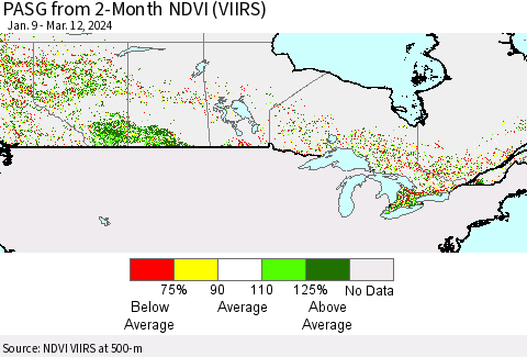 Canada PASG from 2-Month NDVI (VIIRS) Thematic Map For 3/5/2024 - 3/12/2024