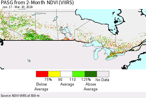 Canada PASG from 2-Month NDVI (VIIRS) Thematic Map For 3/13/2024 - 3/20/2024