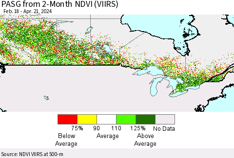Canada PASG from 2-Month NDVI (VIIRS) Thematic Map For 4/14/2024 - 4/21/2024