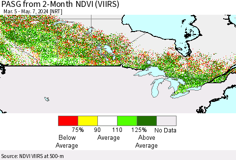 Canada PASG from 2-Month NDVI (VIIRS) Thematic Map For 4/30/2024 - 5/7/2024
