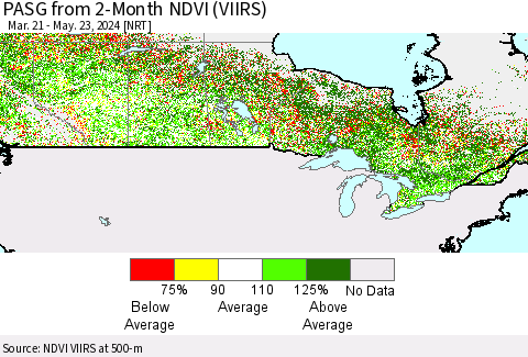 Canada PASG from 2-Month NDVI (VIIRS) Thematic Map For 5/16/2024 - 5/23/2024