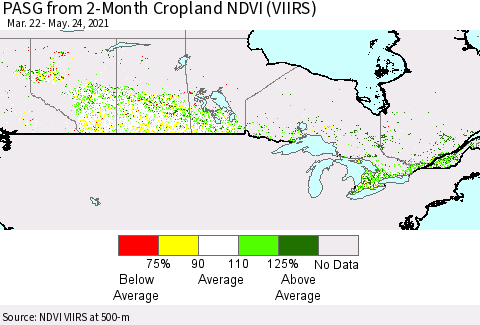 Canada PASG from 2-Month Cropland NDVI (VIIRS) Thematic Map For 5/17/2021 - 5/24/2021