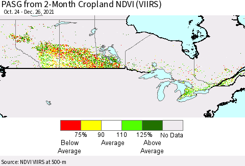 Canada PASG from 2-Month Cropland NDVI (VIIRS) Thematic Map For 12/19/2021 - 12/26/2021