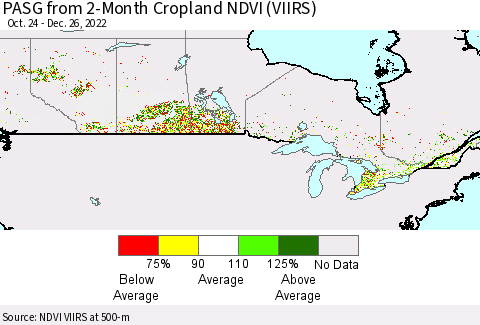 Canada PASG from 2-Month Cropland NDVI (VIIRS) Thematic Map For 12/19/2022 - 12/26/2022