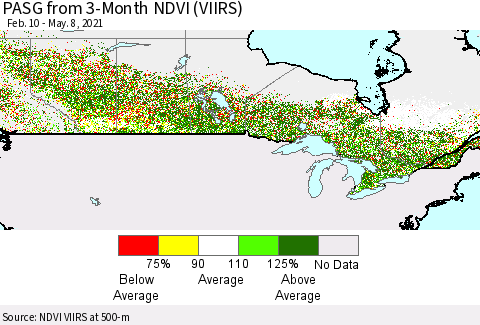Canada PASG from 3-Month NDVI (VIIRS) Thematic Map For 5/1/2021 - 5/8/2021