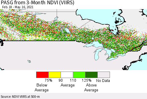 Canada PASG from 3-Month NDVI (VIIRS) Thematic Map For 5/9/2021 - 5/16/2021