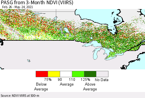 Canada PASG from 3-Month NDVI (VIIRS) Thematic Map For 5/17/2021 - 5/24/2021