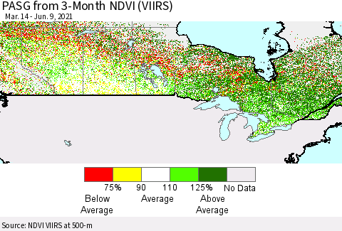 Canada PASG from 3-Month NDVI (VIIRS) Thematic Map For 6/2/2021 - 6/9/2021