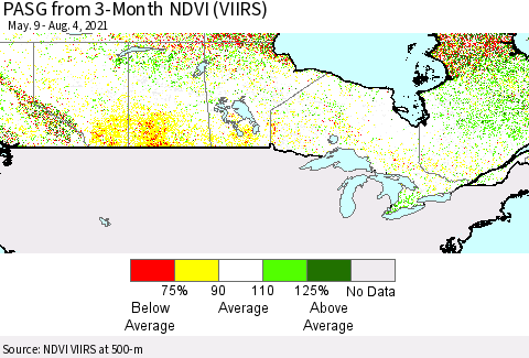 Canada PASG from 3-Month NDVI (VIIRS) Thematic Map For 7/28/2021 - 8/4/2021