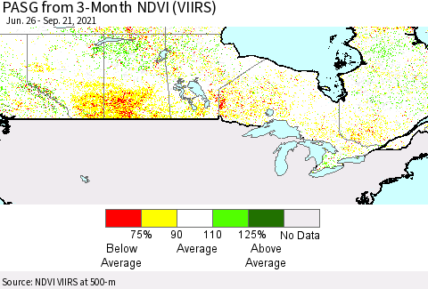 Canada PASG from 3-Month NDVI (VIIRS) Thematic Map For 9/14/2021 - 9/21/2021