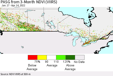 Canada PASG from 3-Month NDVI (VIIRS) Thematic Map For 4/7/2022 - 4/14/2022