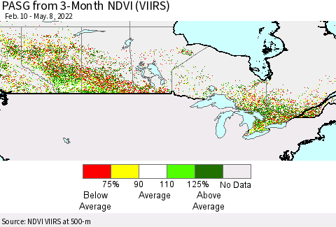 Canada PASG from 3-Month NDVI (VIIRS) Thematic Map For 5/1/2022 - 5/8/2022