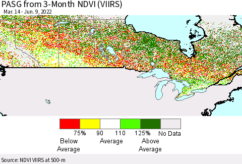 Canada PASG from 3-Month NDVI (VIIRS) Thematic Map For 6/2/2022 - 6/9/2022
