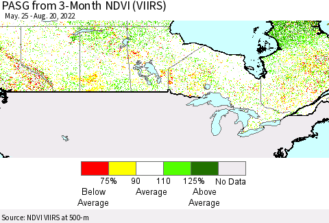 Canada PASG from 3-Month NDVI (VIIRS) Thematic Map For 8/13/2022 - 8/20/2022