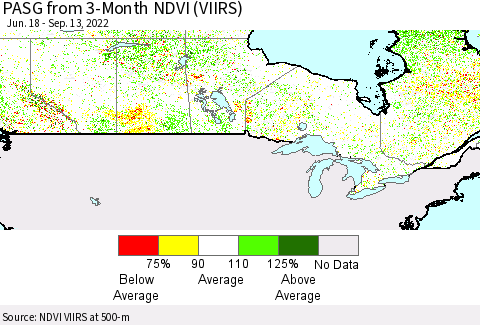 Canada PASG from 3-Month NDVI (VIIRS) Thematic Map For 9/6/2022 - 9/13/2022