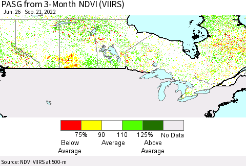 Canada PASG from 3-Month NDVI (VIIRS) Thematic Map For 9/14/2022 - 9/21/2022