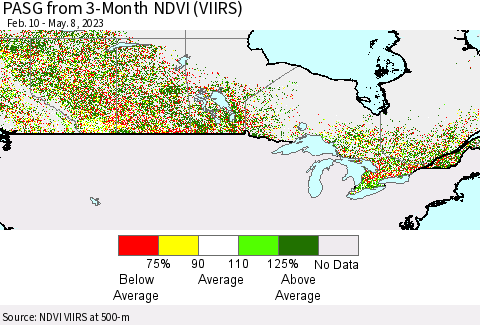 Canada PASG from 3-Month NDVI (VIIRS) Thematic Map For 5/1/2023 - 5/8/2023