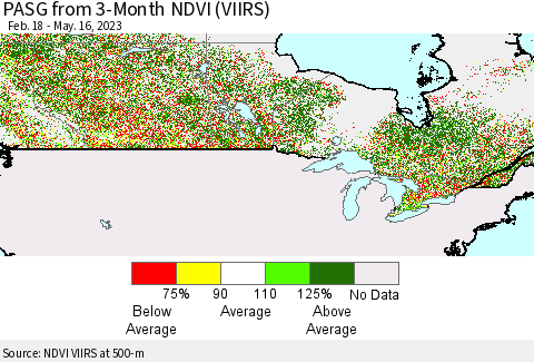 Canada PASG from 3-Month NDVI (VIIRS) Thematic Map For 5/9/2023 - 5/16/2023