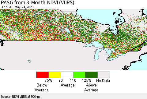 Canada PASG from 3-Month NDVI (VIIRS) Thematic Map For 5/17/2023 - 5/24/2023