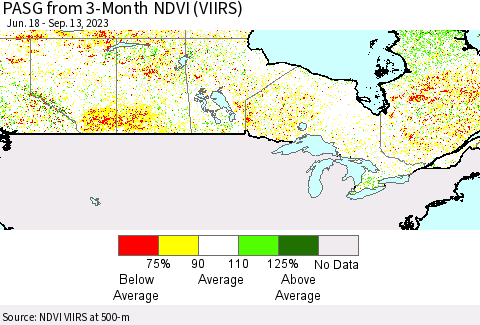 Canada PASG from 3-Month NDVI (VIIRS) Thematic Map For 9/6/2023 - 9/13/2023