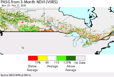 Canada PASG from 3-Month NDVI (VIIRS) Thematic Map For 2/10/2024 - 2/17/2024