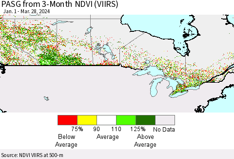 Canada PASG from 3-Month NDVI (VIIRS) Thematic Map For 3/21/2024 - 3/28/2024