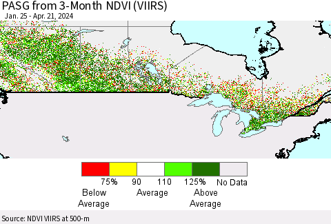Canada PASG from 3-Month NDVI (VIIRS) Thematic Map For 4/14/2024 - 4/21/2024