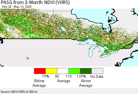 Canada PASG from 3-Month NDVI (VIIRS) Thematic Map For 5/8/2024 - 5/15/2024