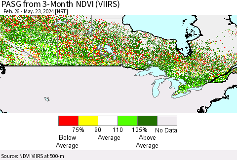 Canada PASG from 3-Month NDVI (VIIRS) Thematic Map For 5/16/2024 - 5/23/2024