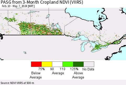 Canada PASG from 3-Month Cropland NDVI (VIIRS) Thematic Map For 4/30/2024 - 5/7/2024