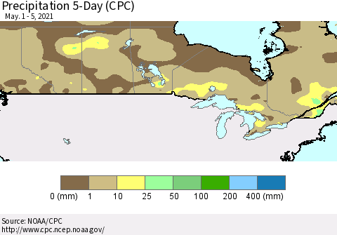Canada Precipitation 5-Day (CPC) Thematic Map For 5/1/2021 - 5/5/2021
