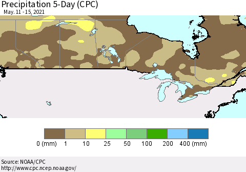 Canada Precipitation 5-Day (CPC) Thematic Map For 5/11/2021 - 5/15/2021