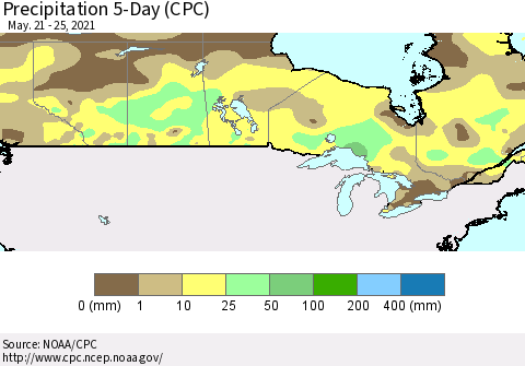 Canada Precipitation 5-Day (CPC) Thematic Map For 5/21/2021 - 5/25/2021